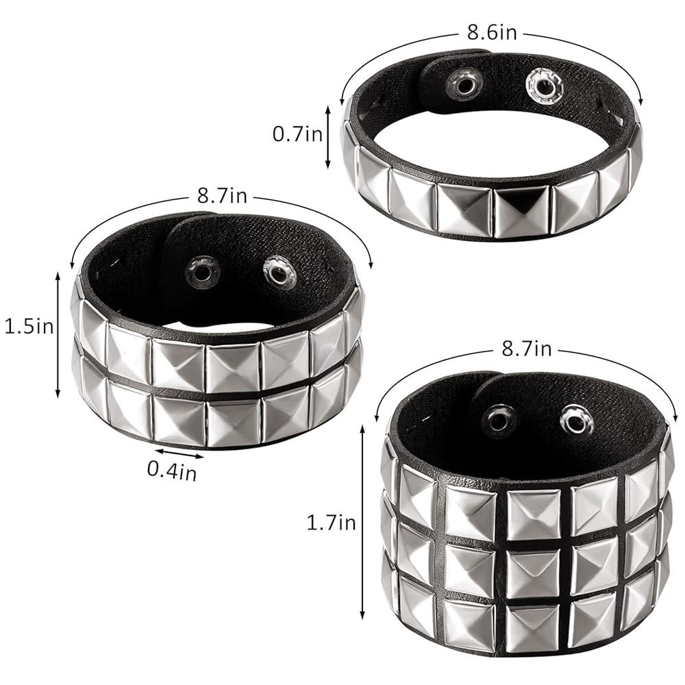 Amazon.com: Hicarer 3 Pieces Halloween Leather Punk Bracelet